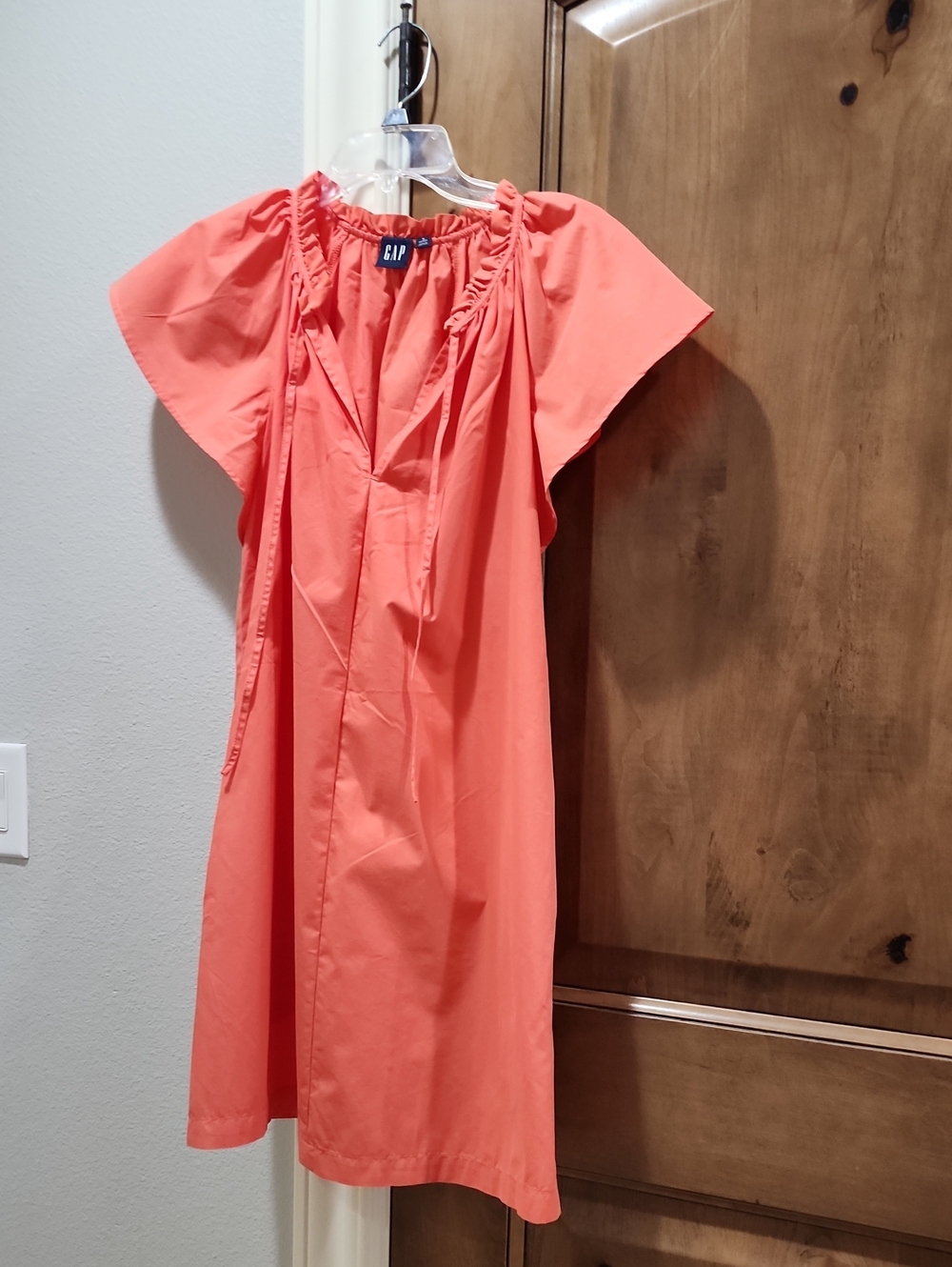 GAP Coral Drawstring Puff Sleeve Dress